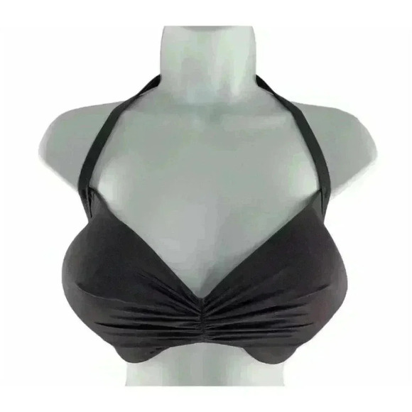 Shade & Shore Bikini Top Charcoal Gray Pleated Padded Swimwear Bra Size 34D - Picture 7 of 7